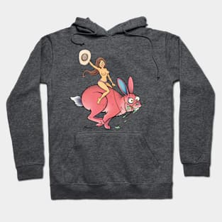 Lady Riding A Rabbit Hoodie